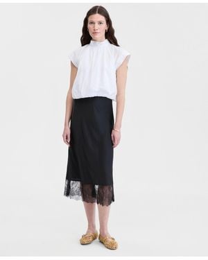 On 34th Lace-hem Midi Slip Skirt - White