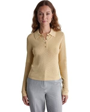 BCBGMAXAZRIA Long-sleeve Knit Polo Shirt - Natural
