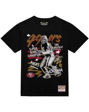 Mitchell & Ness Joe Montana San Francisco 49ers Chalked Up Player Graphic T-shirt - Black