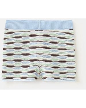 Mango Wavy Stripe Ribbed Knit Shorts - White