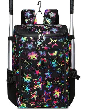 FURLING Star Pattern Baseball Softball Gear Backpack For Boys And Girls Ages 8-14 - Black