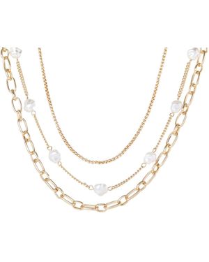 BCBGeneration Bcbg Layered Pearl Drop Chain Necklace - Metallic