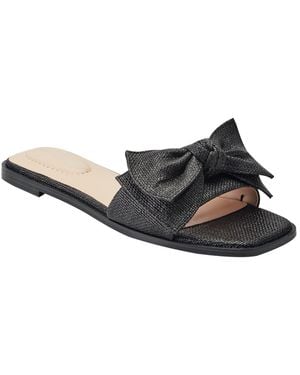 Bandolino Violeta Bow Flat Slide Sandals - Black