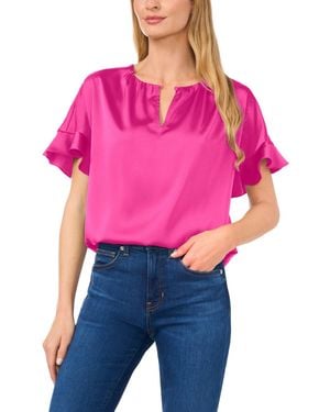 Cece Short-sleeve Flutter Blouse - Pink