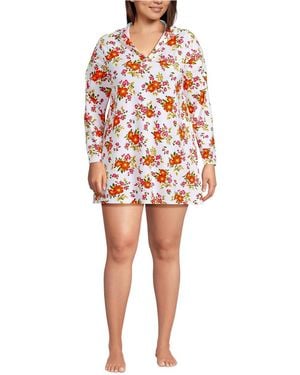 Lands' End Plus Size Sunshade Upf 50 Hooded Mini Swim Swim Cover-up Dress - Red
