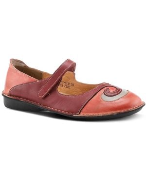 Spring Step Azura Woman's Cosmic Leather Mary Jane Flats - Red