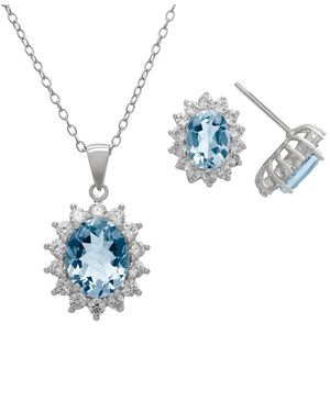 Macy's Topaz And White Topaz Pendant Necklace And Earrings (5.24 Ct. T.w. - Blue