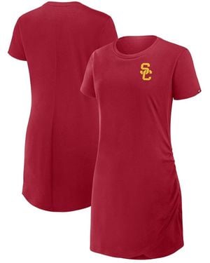 Fanatics Usc Trojans Ruched Drape T-shirt Dress - Red