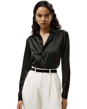 LILYSILK Tailored Button Down Silk Shirt - Black