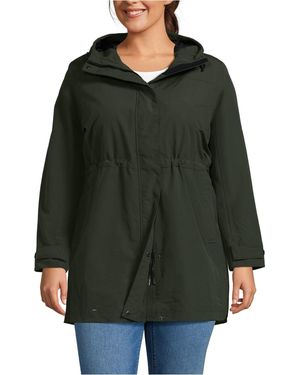 Lands' End Plus Size Squall Hooded Waterproof Raincoat - Green