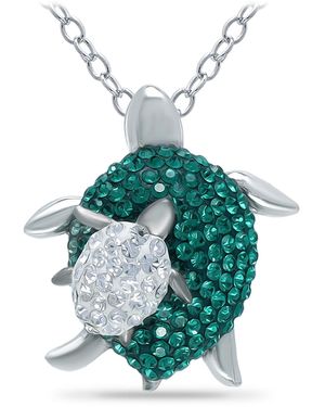 Giani Bernini Crystal Mother- Baby Turtle Necklace - Green
