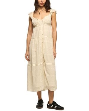 Lucky Brand Sweetheart Neck Tiered Midi Dress - Natural