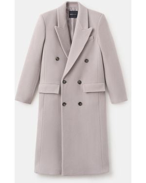 Mango Double-breasted Wool Coat - Gray