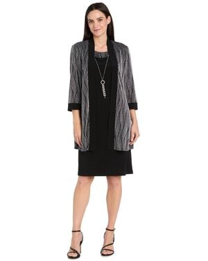 R & M Richards Petite Cocktail Jacket Dress - Black