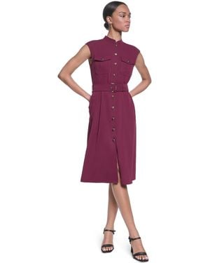 KARL LAGERFELD Mock Neck Shirt Dress - Red