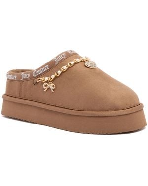Juicy Couture Orlagh Charm Round Toe Platform Slippers - Brown
