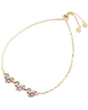 Macy's Rainbow Cubic Zirconia Pave Triple Heart Bolo Bracelet - Yellow
