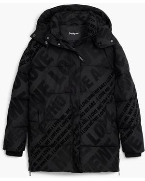 Desigual Padded Quilted Coat, Polyester - Black