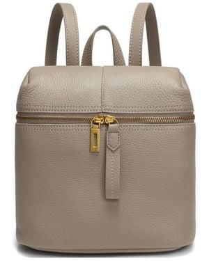 Susu Sutton Small Pebbled Leather Backpack Purse Top Handle Zipper Closure Travel Casual Bag - Gray