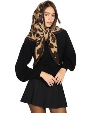 Steve Madden Leopard Triangle Scarf - Black