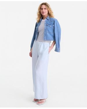 On 34th Crinkle Satin Wide-leg Pull-on Pants - Blue