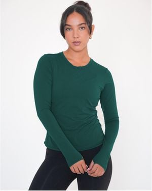 Rebody Active Raya Mid Length Compression Nylon Long Sleeve Top - Green