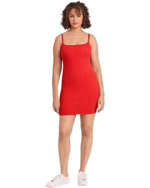 S3 Apparel Scoop Neck Ribbed Sculpting Cami Mini Dress - Red