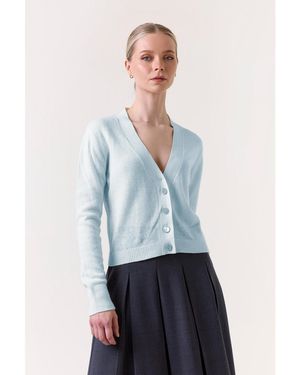 1982 100% Cashmere Cropped Cardigan - Blue