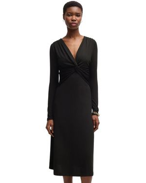 BOSS Boss By Stretch Crepe Twist-front Dress - Black