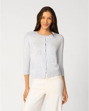 Cable & Gauge Sun Stitch Button Cardigan - White