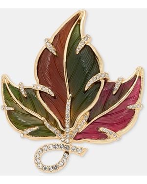 Anne Klein Pave Hanging Leaf Pin - Multicolor