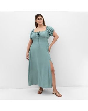 City Chic Plus Size Abbigail Split Maxi Dress - Blue
