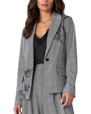 Liverpool Los Angeles Petite Plaid Stretch Tailored Blazer - Gray