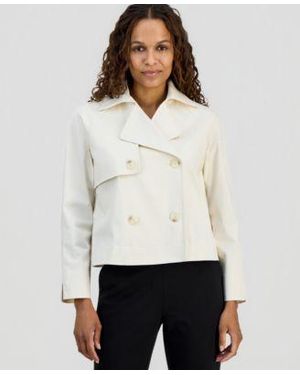 Anne Klein Essentials Cropped Trench Jacket - White