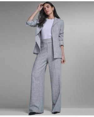 Calvin Klein Novelty Open Front Jacket Novelty Wide Leg Pant - Gray