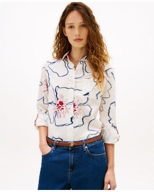 Tommy Hilfiger Long-sleeve Collared Printed Shirt - White