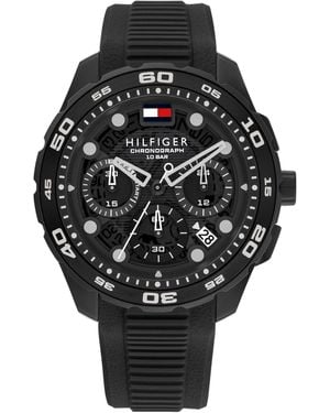 Tommy Hilfiger Chronograph Silicone Strap Watch - Black