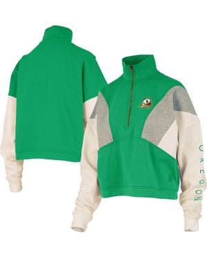 Pressbox Oregon Ducks Ferrara Color Block Quarter-zip Sweatshirt - Green