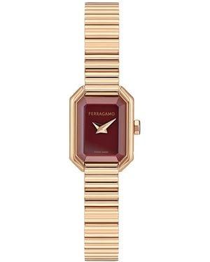 Ferragamo Swiss Crystal Petite Rose Gold Ion Plated Bracelet Watch 15x20mm - Metallic