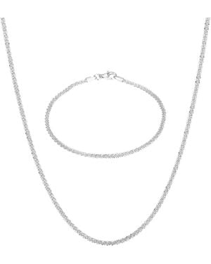 Giani Bernini Intricate Design Sparkle Criss-cross Necklace And Bracelet Set - White