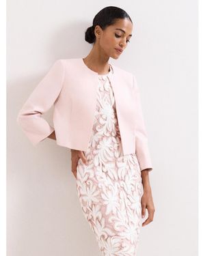Phase Eight Elizabeth Cropped Round Neck Jacket - Pink