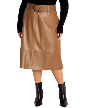City Chic Plus Size Untamed Skirt - Brown