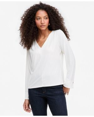 INC International Concepts V-neck Long-sleeve Blouse - White