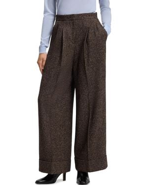 BOSS Boss By Wool Blend Wide-leg Herringbone Pants - Black