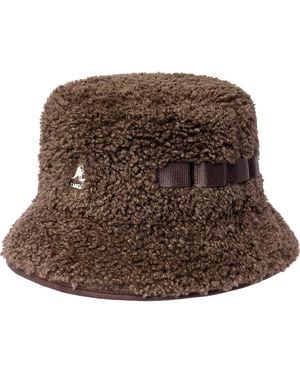 Kangol Faux Shearling Utility Bucket Bucket Hat - Brown