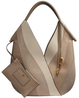 Donna Karan Baldwin Curve Pieced Medium Shoulder Handbag - Natural