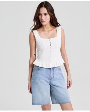 And Now This Pointelle Knit Sleeveless Top - Blue