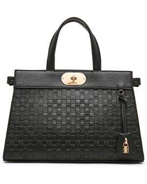 Anne Klein Embossed Medium Satchel Handbag - Black