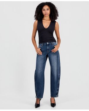 BarIII High-rise Barrel Jeans - Blue