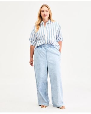 On 34th Trendy Plus Size High Rise Wide-leg Pants - Blue